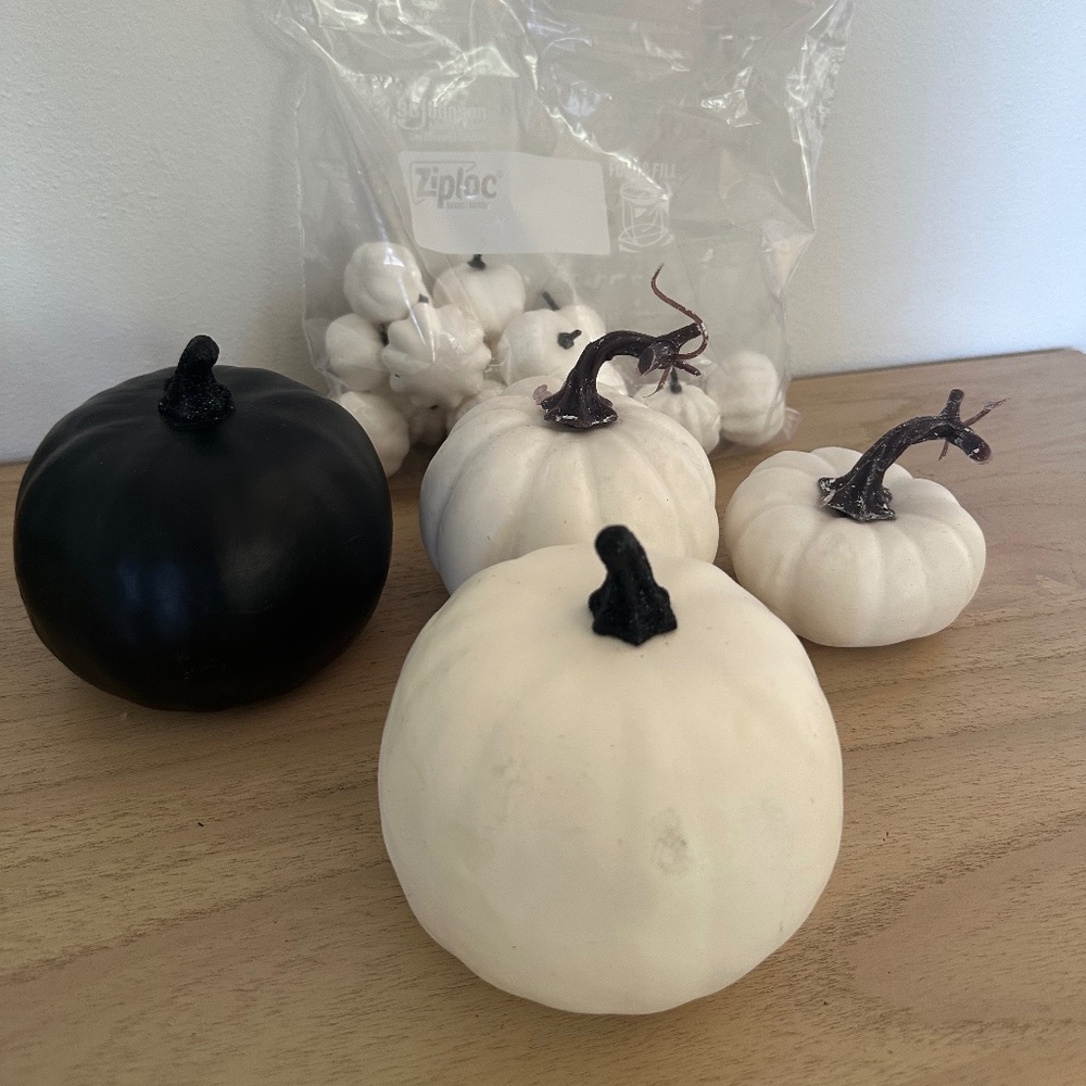 Pumpkins artificial Black and White various sizes Halloween decor autumn decor